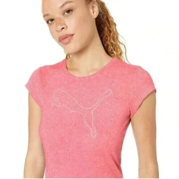 PUMA Coral Active Logo Heather Tee - Picture 2 of 5